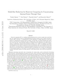 Model-Size Reduction for Reservoir Computing by Concatenating Internal
  States Through Time