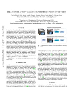 Privacy-Aware Activity Classification from First Person Office Videos