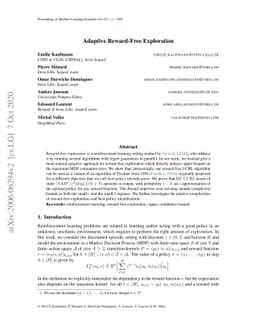 Adaptive Reward-Free Exploration