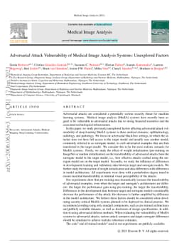 Adversarial Attack Vulnerability of Medical Image Analysis Systems:
  Unexplored Factors