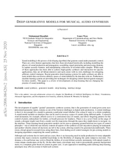 Deep generative models for musical audio synthesis
