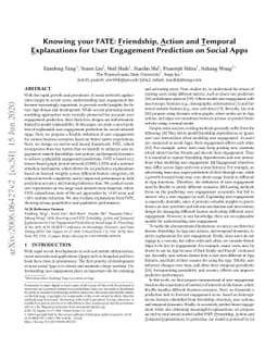 Knowing your FATE: Friendship, Action and Temporal Explanations for User
  Engagement Prediction on Social Apps