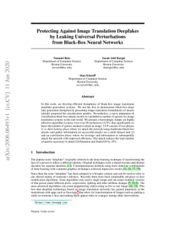 Protecting Against Image Translation Deepfakes by Leaking Universal
  Perturbations from Black-Box Neural Networks