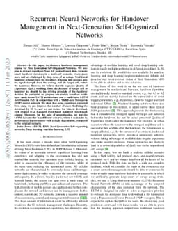 Recurrent Neural Networks for Handover Management in Next-Generation
  Self-Organized Networks