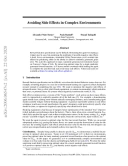 Avoiding Side Effects in Complex Environments