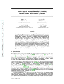Multi-Agent Reinforcement Learning in Stochastic Networked Systems
