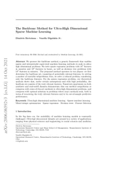 The Backbone Method for Ultra-High Dimensional Sparse Machine Learning
