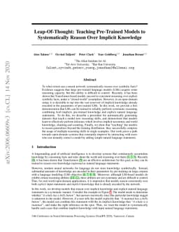 Leap-Of-Thought: Teaching Pre-Trained Models to Systematically Reason
  Over Implicit Knowledge