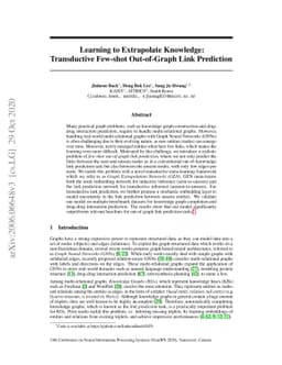 Learning to Extrapolate Knowledge: Transductive Few-shot Out-of-Graph
  Link Prediction