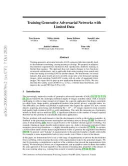 Training Generative Adversarial Networks with Limited Data