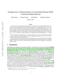 Evading Curse of Dimensionality in Unconstrained Private GLMs via
  Private Gradient Descent