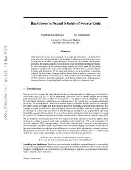 Backdoors in Neural Models of Source Code
