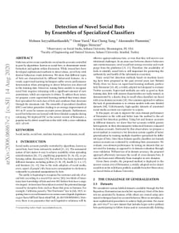 Detection of Novel Social Bots by Ensembles of Specialized Classifiers