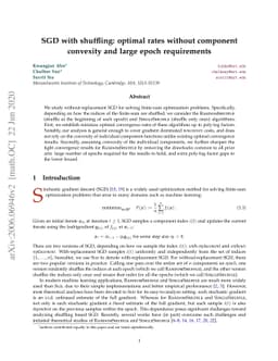 SGD with shuffling: optimal rates without component convexity and large
  epoch requirements