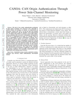 CANOA: CAN Origin Authentication Through Power Side-Channel Monitoring