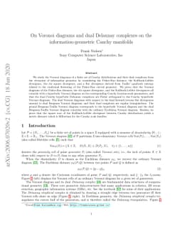 On Voronoi diagrams and dual Delaunay complexes on the
  information-geometric Cauchy manifolds