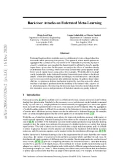 Backdoor Attacks on Federated Meta-Learning