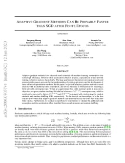 Adaptive Gradient Methods Can Be Provably Faster than SGD after Finite
  Epochs