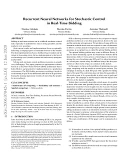 Recurrent Neural Networks for Stochastic Control in Real-Time Bidding
