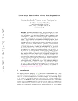 Knowledge Distillation Meets Self-Supervision