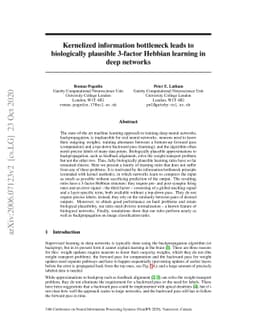 Kernelized information bottleneck leads to biologically plausible
  3-factor Hebbian learning in deep networks