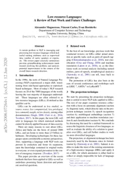 Low-resource Languages: A Review of Past Work and Future Challenges