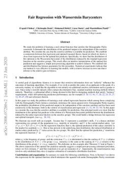 Fair Regression with Wasserstein Barycenters