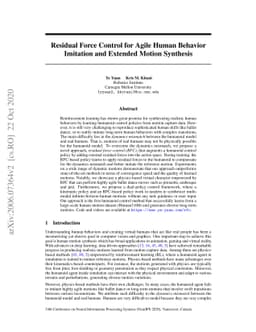Residual Force Control for Agile Human Behavior Imitation and Extended
  Motion Synthesis