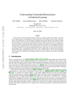 Understanding Unintended Memorization in Federated Learning