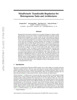 MetaPerturb: Transferable Regularizer for Heterogeneous Tasks and
  Architectures
