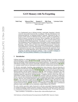 GAN Memory with No Forgetting