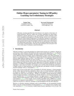 Online Hyper-parameter Tuning in Off-policy Learning via Evolutionary
  Strategies