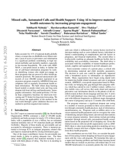 Missed calls, Automated Calls and Health Support: Using AI to improve
  maternal health outcomes by increasing program engagement