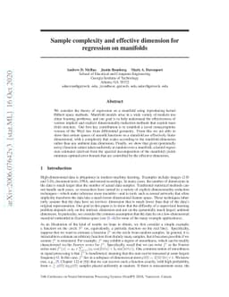 Sample complexity and effective dimension for regression on manifolds