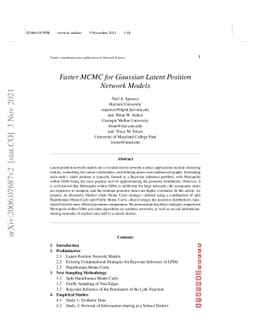 Faster MCMC for Gaussian Latent Position Network Models