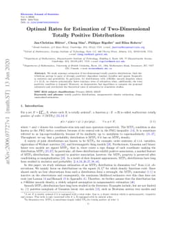 Optimal Rates for Estimation of Two-Dimensional Totally Positive
  Distributions
