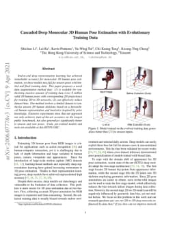 Cascaded deep monocular 3D human pose estimation with evolutionary
  training data