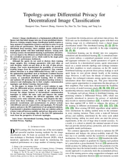Topology-aware Differential Privacy for Decentralized Image
  Classification