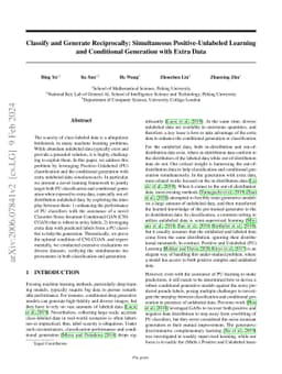 Classify and Generate Reciprocally: Simultaneous Positive-Unlabelled
  Learning and Conditional Generation with Extra Data