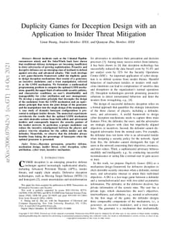 Duplicity Games for Deception Design with an Application to Insider
  Threat Mitigation