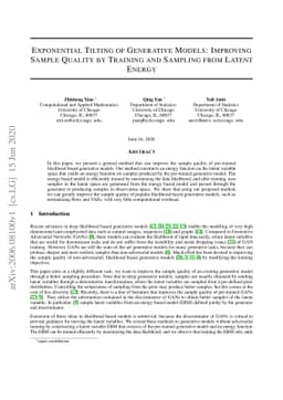 Exponential Tilting of Generative Models: Improving Sample Quality by
  Training and Sampling from Latent Energy