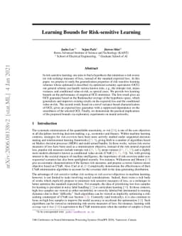 Learning Bounds for Risk-sensitive Learning