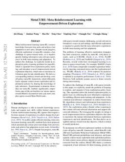 MetaCURE: Meta Reinforcement Learning with Empowerment-Driven
  Exploration