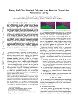 Binary DAD-Net: Binarized Driveable Area Detection Network for
  Autonomous Driving