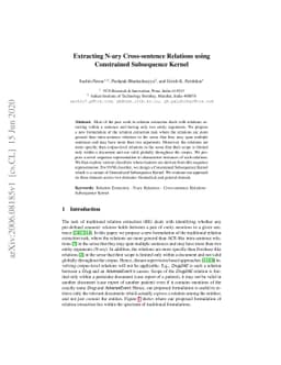 Extracting N-ary Cross-sentence Relations using Constrained Subsequence
  Kernel