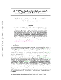 GS-WGAN: A Gradient-Sanitized Approach for Learning Differentially
  Private Generators