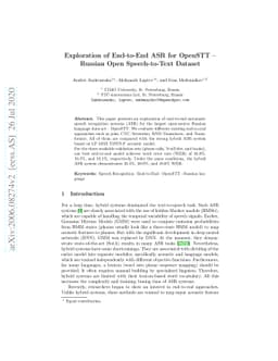 Exploration of End-to-End ASR for OpenSTT -- Russian Open Speech-to-Text
  Dataset