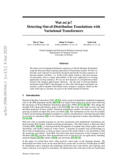 Wat zei je? Detecting Out-of-Distribution Translations with Variational
  Transformers