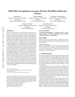 EPIC30M: An Epidemics Corpus Of Over 30 Million Relevant Tweets