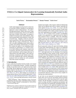 COALA: Co-Aligned Autoencoders for Learning Semantically Enriched Audio
  Representations